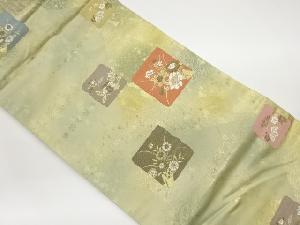 引箔色紙に草花・古典柄・鳥模様織出し名古屋帯